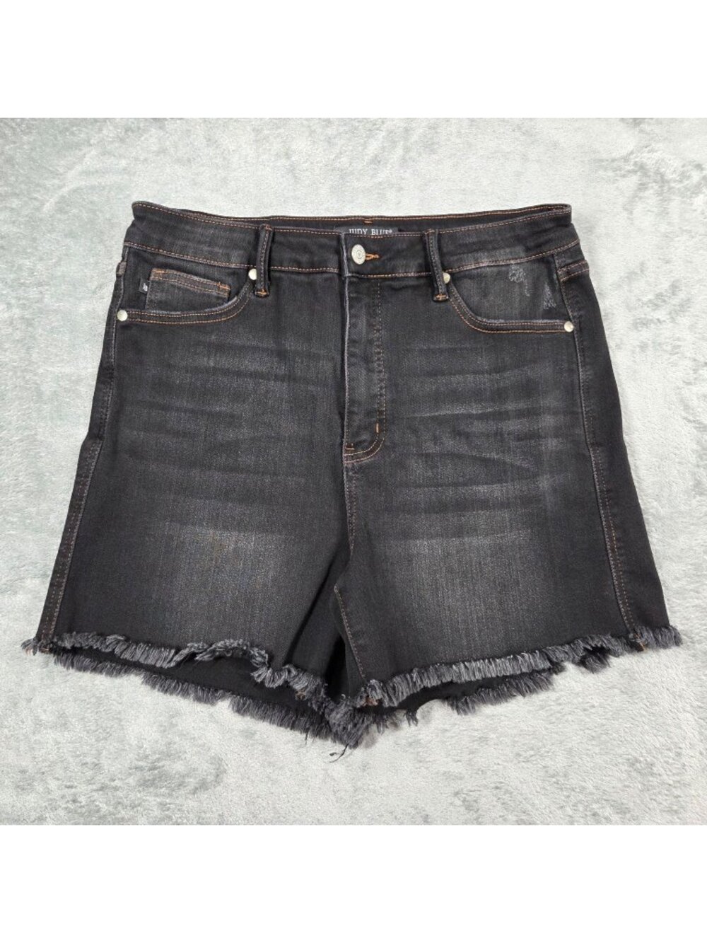 Judy Blue Jean Shorts XL Black High Rise Fray Hem Tummy Control Slimming Denim